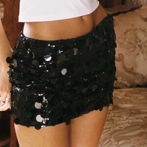 Princess Polly Black Sequin Mini Skirt